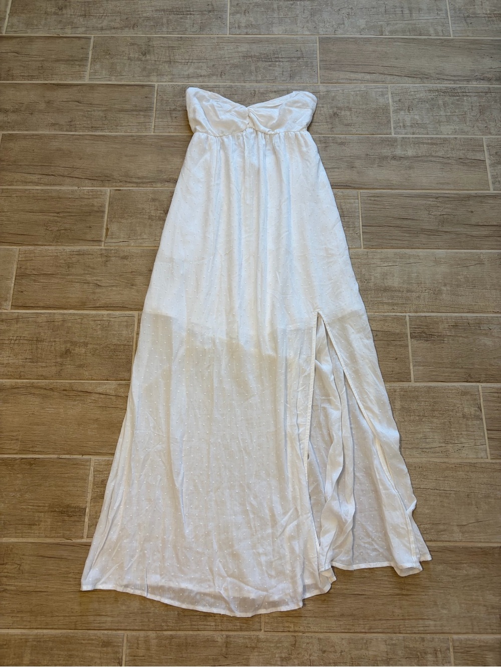 Hollister White Strapless Maxi Dress with Side Slit - Picture 1 of 3